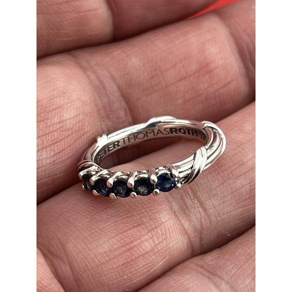 Peter Thomas Roth Sterling Silver Signature Romance Stack Ring Sapphire Size 7 - Picture 5 of 12